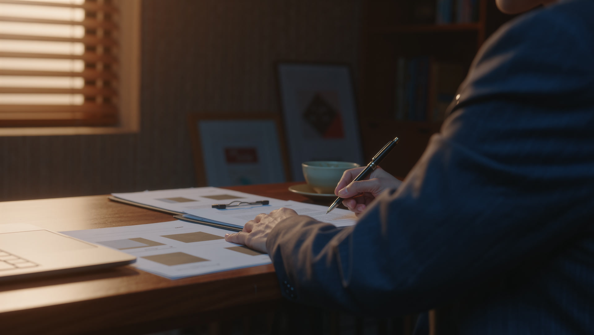 Una persona firma un documento alla scrivania