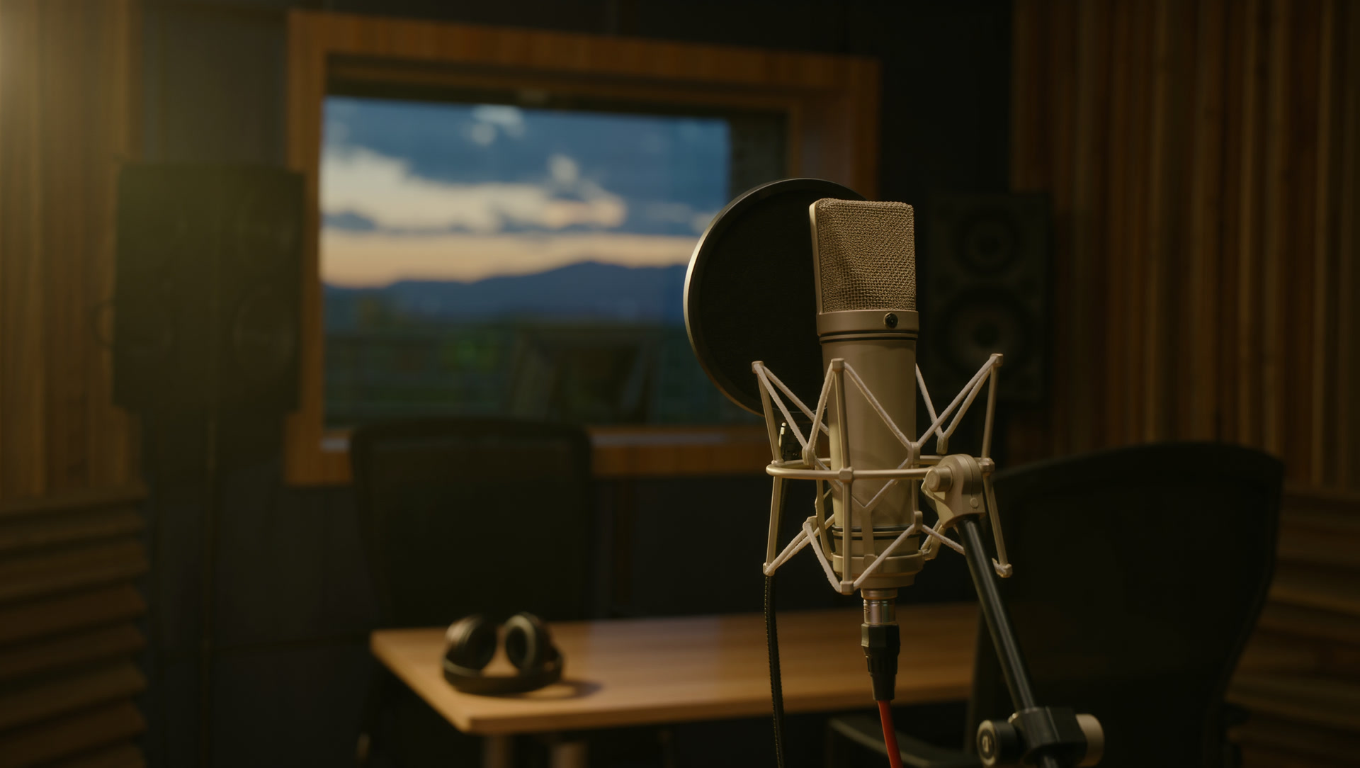 Un microfono da studio in uno studio di registrazione